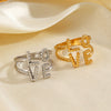 Wholesale Lady's Stainless Steel Open Ring With Letters Numbers Text Design Electroplated