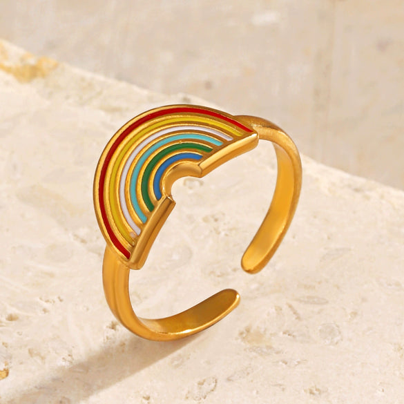 Wholesale Lady's Stainless Steel Titanium Steel Geometric Open Ring With Electroplating And Minimalist Design