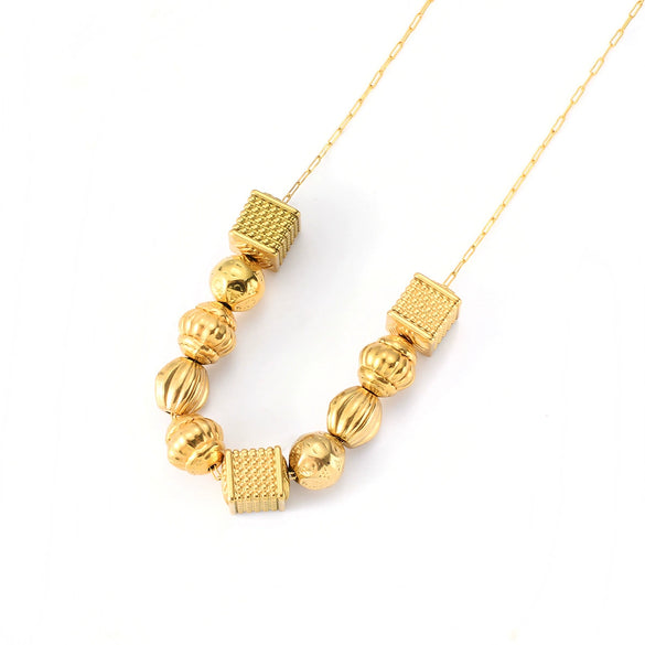 Wholesale Lantern Pumpkin Square Cut Flower Through Hole Stainless Steel Vacuum Plated Electroplated Beads For Diy Jewelry