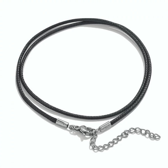 Wholesale Lanyard Necklace Stainless Steel Geometric Handmade Minimalist Wax Rope Leather Rope Pendant