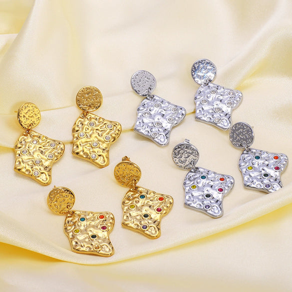 Wholesale Lava Colored Geometric Titanium Steel Earrings For Women With 18K Vacuum Plating In Furnace