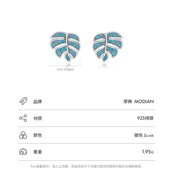 Wholesale Leaf Earrings S925 Sterling Silver Inlaid Turquoise