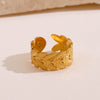 Wholesale Leaf Ring Stainless Steel Ins Style 18K Goldplated Electroplating For Women