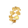 Wholesale Leaf Ring Stainless Steel 18K Gold Plated Simple Fashion Electroplated For Women