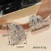 Wholesale Leaf Shaped Copper Inlaid Zircon Electroplated Light Luxury Style Women's Ear Studs Jewelry