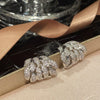 Wholesale Leaf Shaped Copper Inlaid Zircon Electroplated Light Luxury Style Women's Ear Studs Jewelry