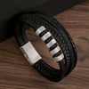 Wholesale Leather And Stainless Steel Handwoven Electroplated Bracelets For Men