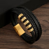 Wholesale Leather And Stainless Steel Handwoven Electroplated Bracelets For Men