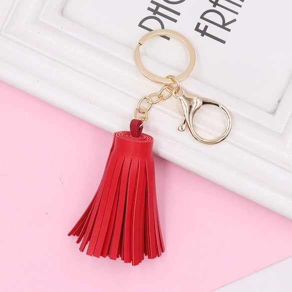 Wholesale Leather Tassel Keychain Pu Leather Bag Pendant Clothing Accessories