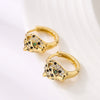 Wholesale Leopard Earrings Copper Electroplated Real Gold Inlaid Zircon Geometric Style