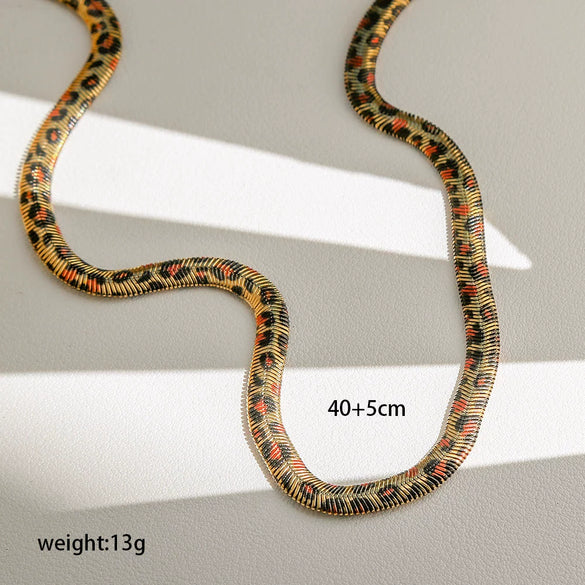 Wholesale Leopard Print Geometric Snake Bone Chain Electroplated Clavicle Necklace For Women