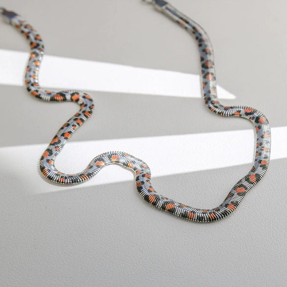 Wholesale Leopard Print Geometric Snake Bone Chain Electroplated Clavicle Necklace For Women