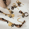 Wholesale Leopard Print Stainless Steel And Titanium Steel Electroplated Pendant Necklace And Accessories Set For Women