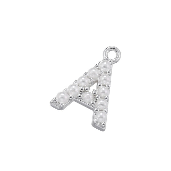 Wholesale Letter Accessories Copper Plated 18K Gold Set With Artificial Pearl Geometric Style Pendant