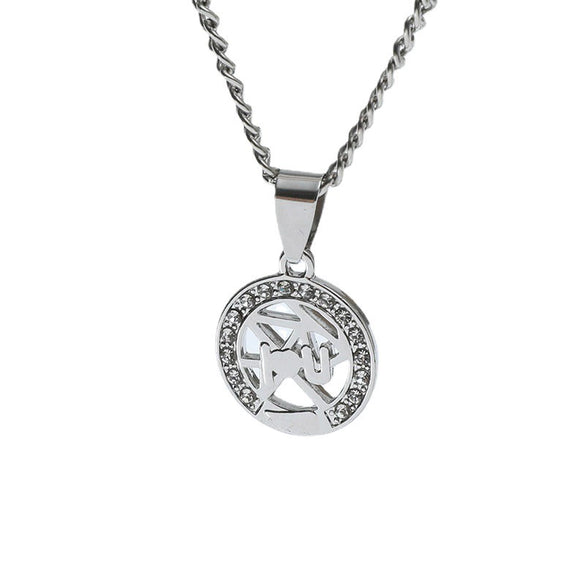 Wholesale Letter Love Stitching Sun Moon Hollow Pendant Titanium Steel Couple Necklace With Heart Geometric Pattern And Electroplating Treatment