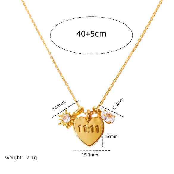 Wholesale Letter Mom Zircon Heart Pendant Necklace Copper Titanium Steel Electroplated Ins Style Geometric
