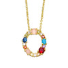 Wholesale Letter Necklace Set With Colorful Zircon And Diamonds Copper 18K Gold Plated Inlaid Zircon Ochain Pendant Necklace