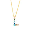 Wholesale Letter Necklace Set With Colorful Zircon And Diamonds Copper 18K Gold Plated Inlaid Zircon Ochain Pendant Necklace