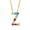 Wholesale Letter Necklace Set With Colorful Zircon And Diamonds Copper 18K Gold Plated Inlaid Zircon Ochain Pendant Necklace