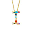 Wholesale Letter Necklace Set With Colorful Zircon And Diamonds Copper 18K Gold Plated Inlaid Zircon Ochain Pendant Necklace