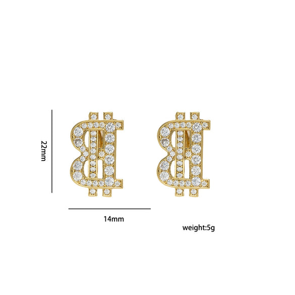 Wholesale Letter Pattern Zircon Inlaid Environmentally Friendly Copper Earrings And Necklaces Set For Women