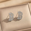 Wholesale Letter Pattern Zircon Inlaid Environmentally Friendly Copper Earrings And Necklaces Set For Women