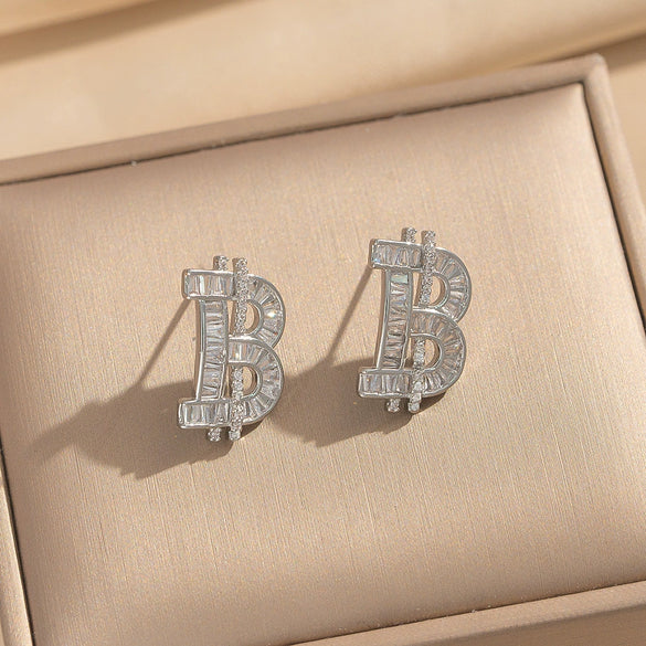 Wholesale Letter Pattern Zircon Inlaid Environmentally Friendly Copper Earrings And Necklaces Set For Women