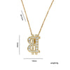 Wholesale Letter Pattern Zircon Inlaid Environmentally Friendly Copper Earrings And Necklaces Set For Women