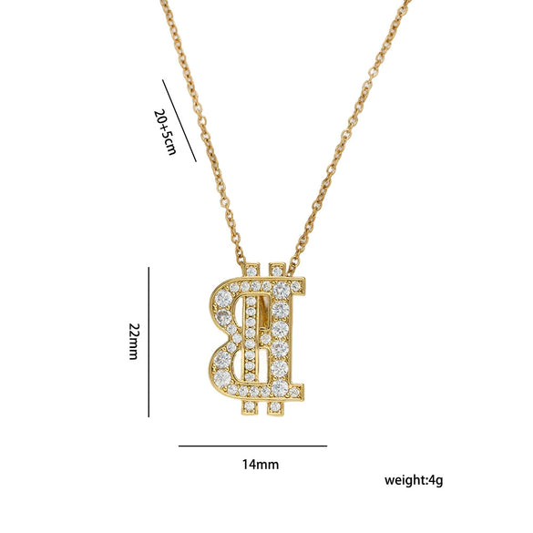 Wholesale Letter Pattern Zircon Inlaid Environmentally Friendly Copper Earrings And Necklaces Set For Women
