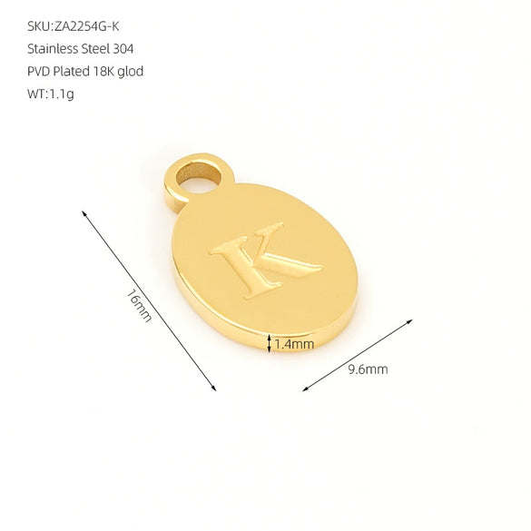 Wholesale Letter Pendant Jewelry Accessories Stainless Steel Oval Doublesided Polished