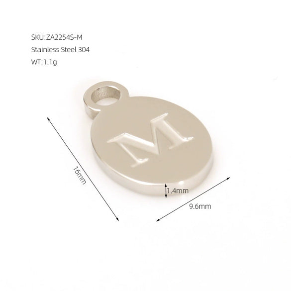 Wholesale Letter Pendant Jewelry Accessories Stainless Steel Oval Doublesided Polished
