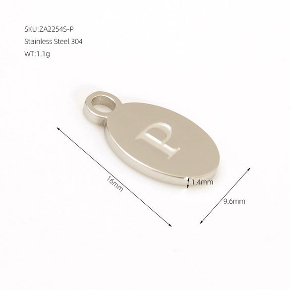 Wholesale Letter Pendant Jewelry Accessories Stainless Steel Oval Doublesided Polished
