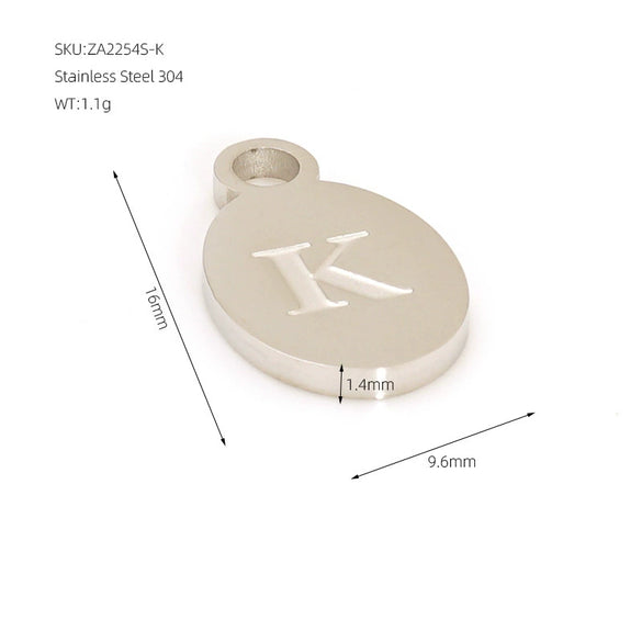 Wholesale Letter Pendant Jewelry Accessories Stainless Steel Oval Doublesided Polished