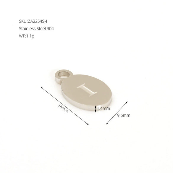 Wholesale Letter Pendant Jewelry Accessories Stainless Steel Oval Doublesided Polished