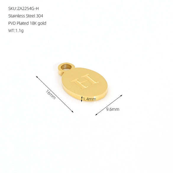 Wholesale Letter Pendant Jewelry Accessories Stainless Steel Oval Doublesided Polished