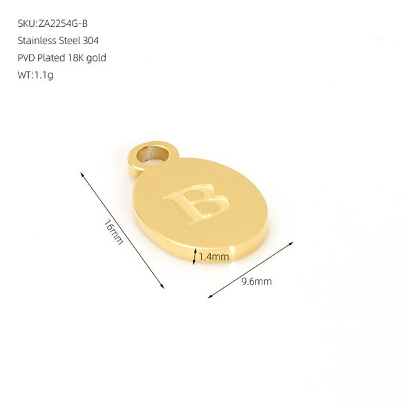 Wholesale Letter Pendant Jewelry Accessories Stainless Steel Oval Doublesided Polished