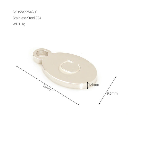 Wholesale Letter Pendant Jewelry Accessories Stainless Steel Oval Doublesided Polished