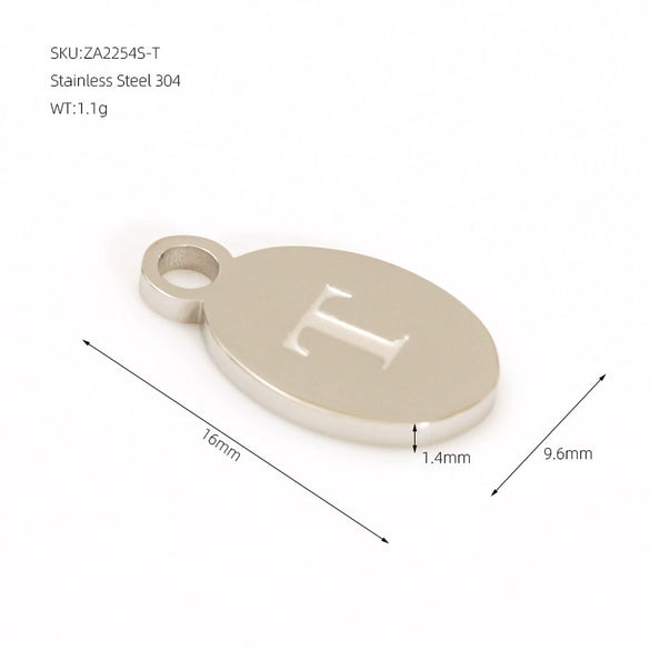 Wholesale Letter Pendant Jewelry Accessories Stainless Steel Oval Doublesided Polished