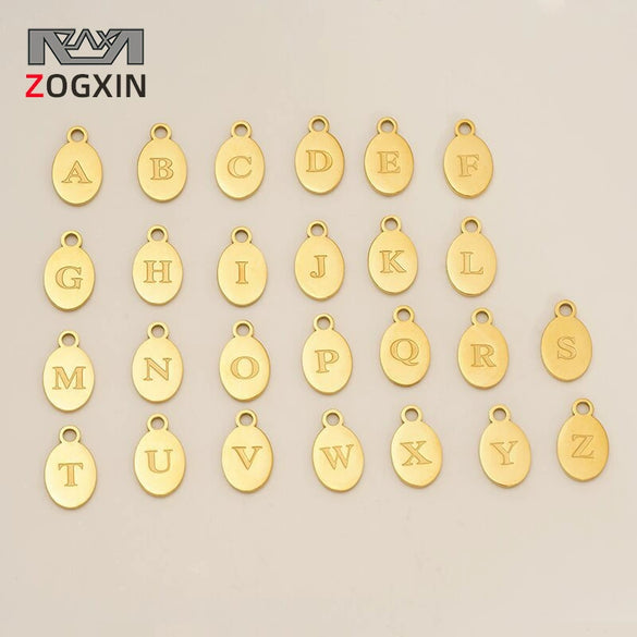 Wholesale Letter Pendant Jewelry Accessories Stainless Steel Oval Doublesided Polished