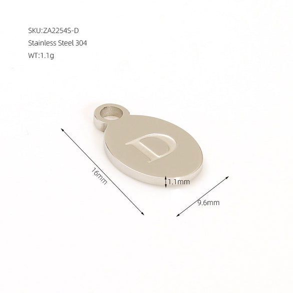 Wholesale Letter Pendant Jewelry Accessories Stainless Steel Oval Doublesided Polished
