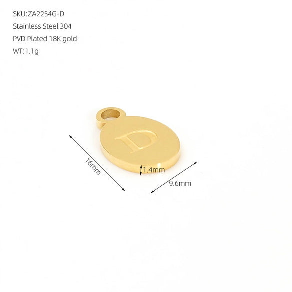Wholesale Letter Pendant Jewelry Accessories Stainless Steel Oval Doublesided Polished