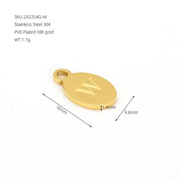 Wholesale Letter Pendant Jewelry Accessories Stainless Steel Oval Doublesided Polished