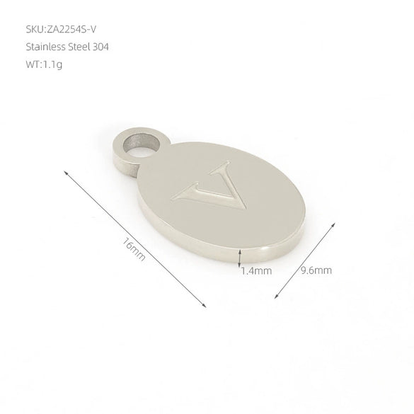Wholesale Letter Pendant Jewelry Accessories Stainless Steel Oval Doublesided Polished