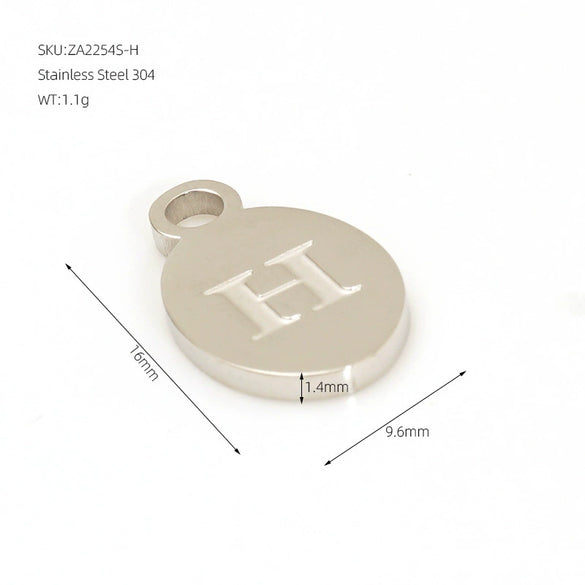 Wholesale Letter Pendant Jewelry Accessories Stainless Steel Oval Doublesided Polished