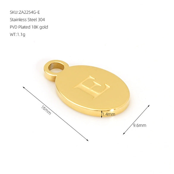 Wholesale Letter Pendant Jewelry Accessories Stainless Steel Oval Doublesided Polished