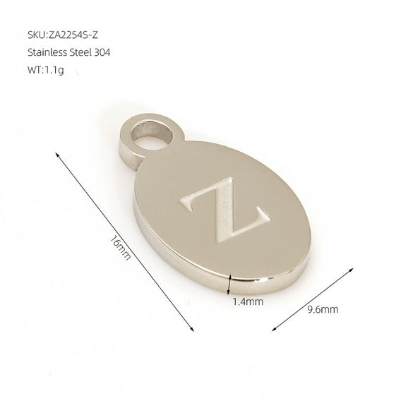 Wholesale Letter Pendant Jewelry Accessories Stainless Steel Oval Doublesided Polished