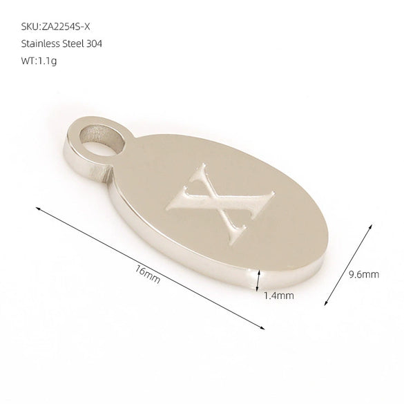Wholesale Letter Pendant Jewelry Accessories Stainless Steel Oval Doublesided Polished