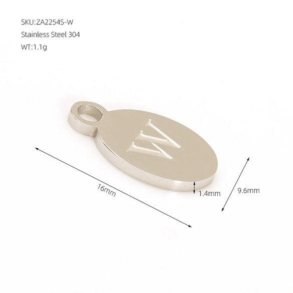 Wholesale Letter Pendant Jewelry Accessories Stainless Steel Oval Doublesided Polished