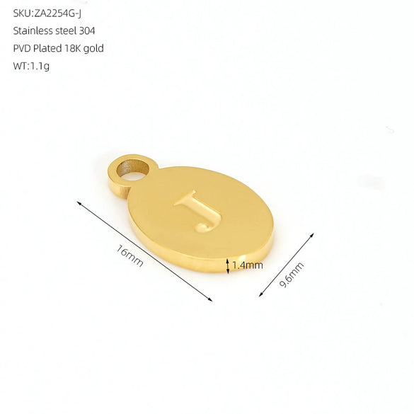 Wholesale Letter Pendant Jewelry Accessories Stainless Steel Oval Doublesided Polished
