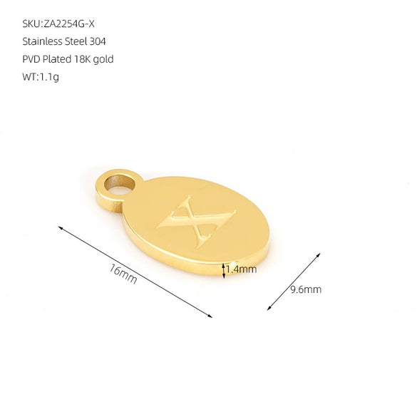 Wholesale Letter Pendant Jewelry Accessories Stainless Steel Oval Doublesided Polished